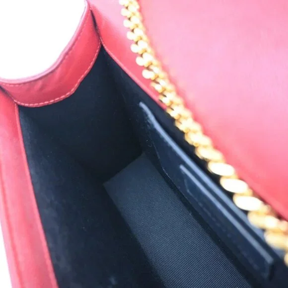 SAINT LAURENT YSL Logo 2Way Chain Shoulder Clutch Bag Red GHW Italy 22RF821 - Picture 9 of 16